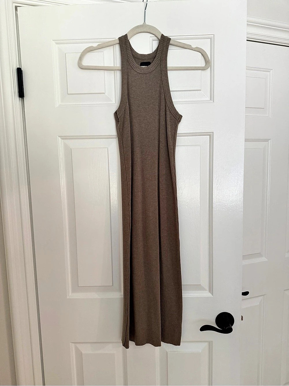 Aritzia Taupe Brown Ribbed Maxi Dress